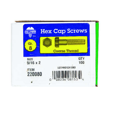 HILLMAN 5/16 in. D X 2 in. L Heat Treated Steel Hex Head Cap Screw 100 pk