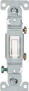 Eaton Wiring Devices C1301-7W Series Toggle Switch, White, 15 A, 120 V, Push-In Terminal, 5-20R