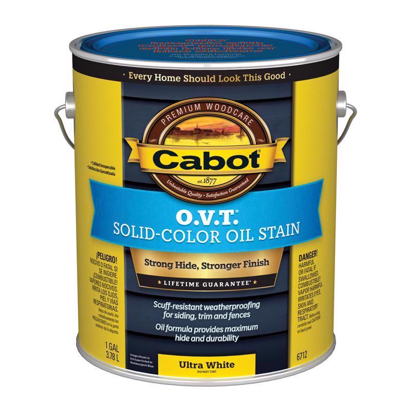Cabot O.V.T. Low VOC Solid Tintable Ultra White Oil-Based Alkyd Linseed Oil Stain 1 gal, Pack of 4