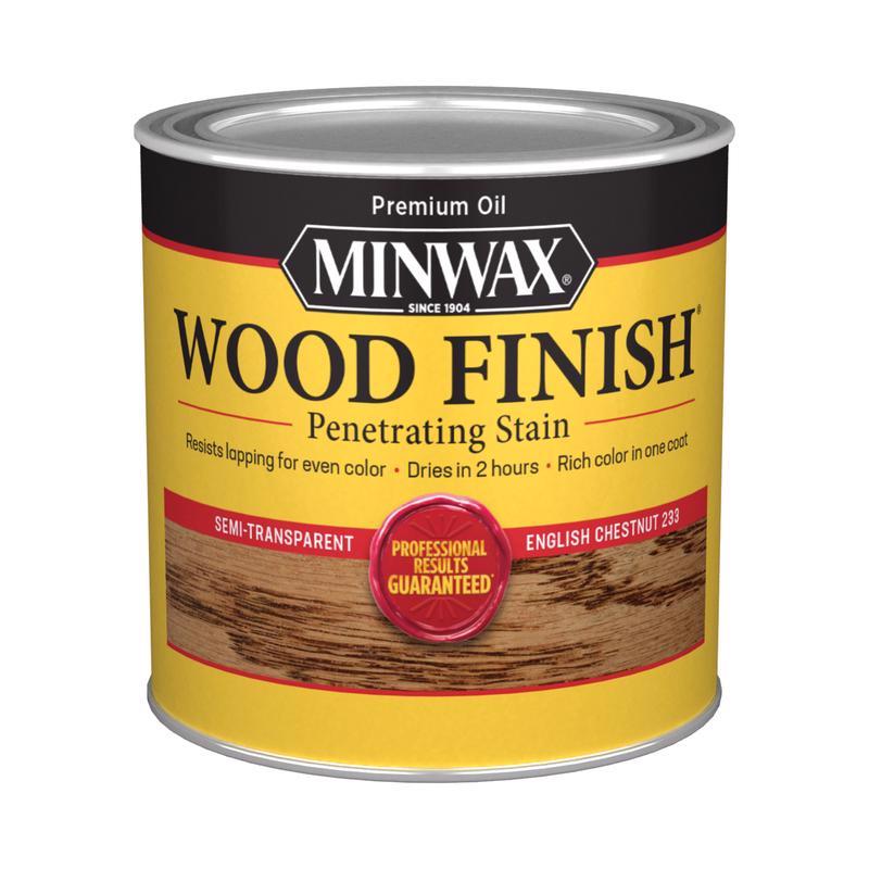 Minwax Wood Finish Semi-Transparent English Chestnut Oil-Based Penetrating Wood Stain 1/2 pt, Pack of 4