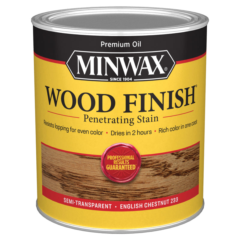 Minwax Wood Finish Semi-Transparent English Chestnut Oil-Based Penetrating Wood Stain 1 qt, Pack of 4