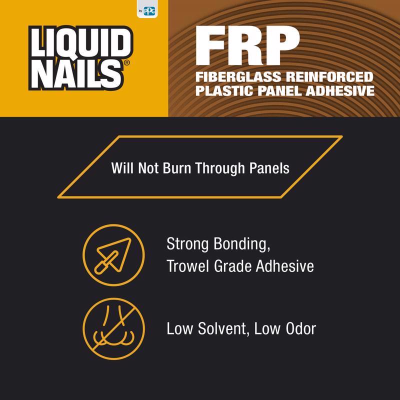 Liquid Nails FRP Fiberglass Reinforced Plastic Panel High Strength Acrylic Latex Off White Adhesive