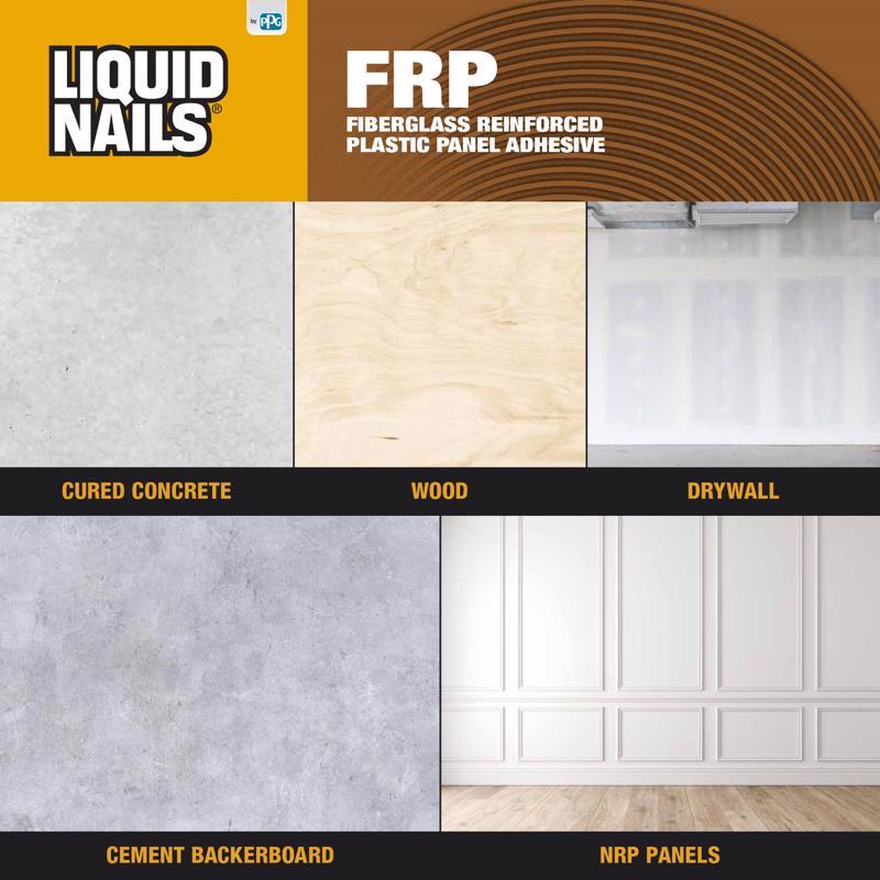 Liquid Nails FRP Fiberglass Reinforced Plastic Panel High Strength Acrylic Latex Off White Adhesive