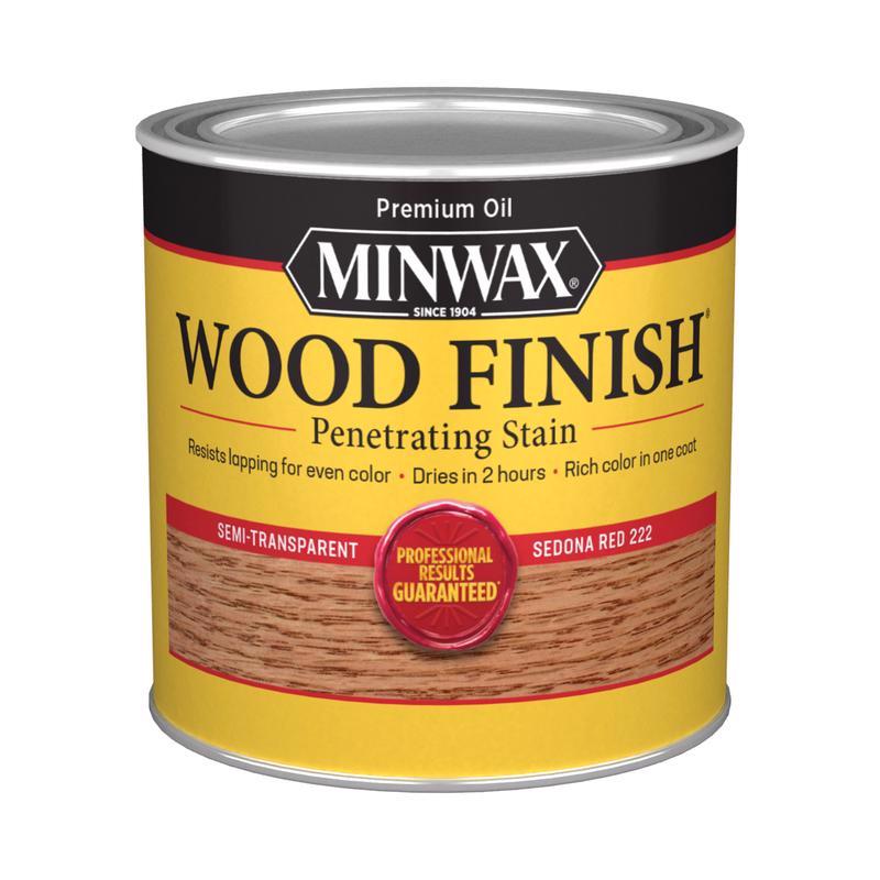 Minwax Wood Finish Semi-Transparent Sedona Red Oil-Based Penetrating Wood Stain 1/2 pt, Pack of 4