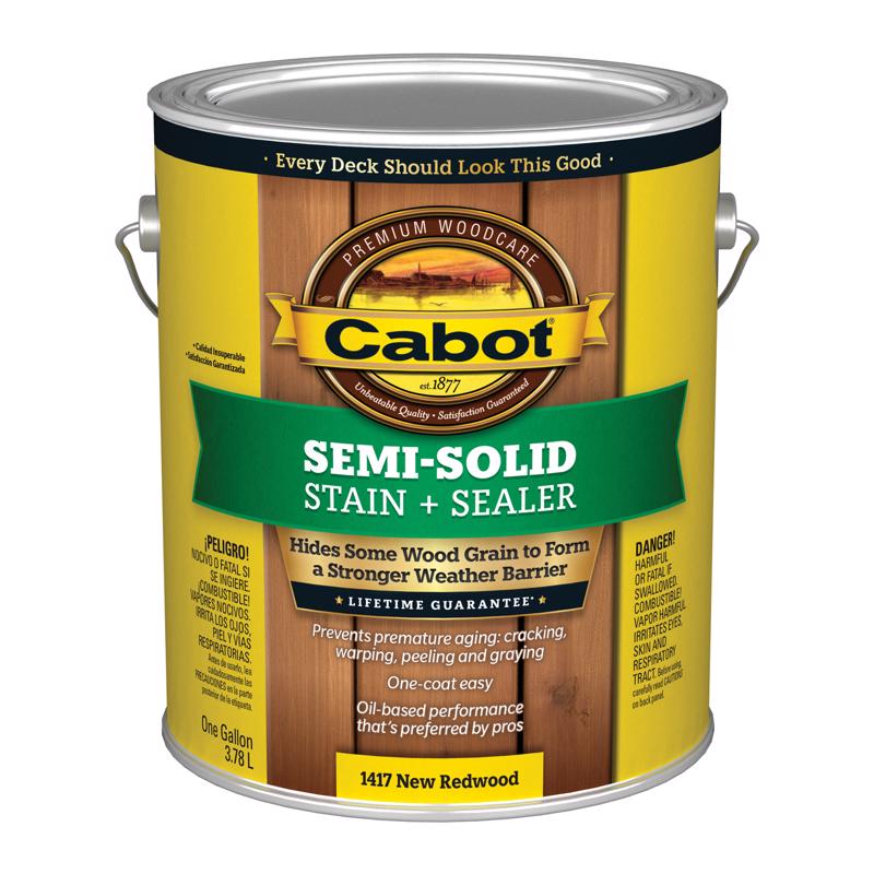 Cabot Semi-Solid Semi-Solid New Redwood Oil-Based Deck and Siding Stain 1 gal, Pack of 4