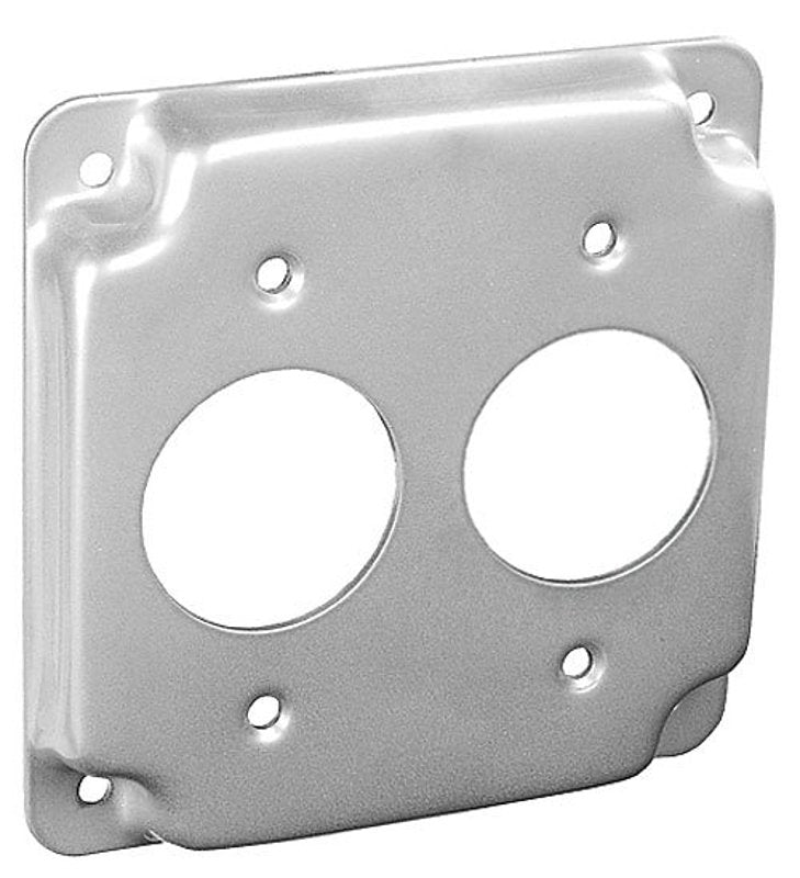 Southwire G1933-UPC Industrial Surface Cover, 1.406 in Dia, 1/2 in L, 4 in W, Square, 2-Gang, Steel, Silver