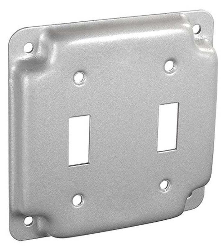 Southwire G1936-UPC Toggle Industrial Surface Cover, 4 in W, Square, 2-Gang, Steel, Silver, Galvanized