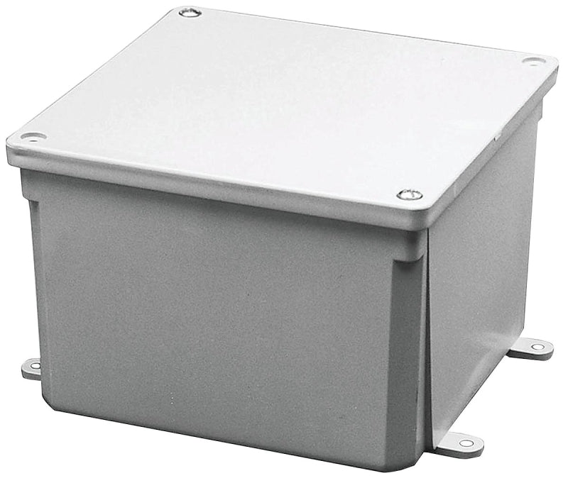 Carlon E989R Molded Junction Box, 0-Knockout, Noryl, Gray, Recessed, Surface Mounting