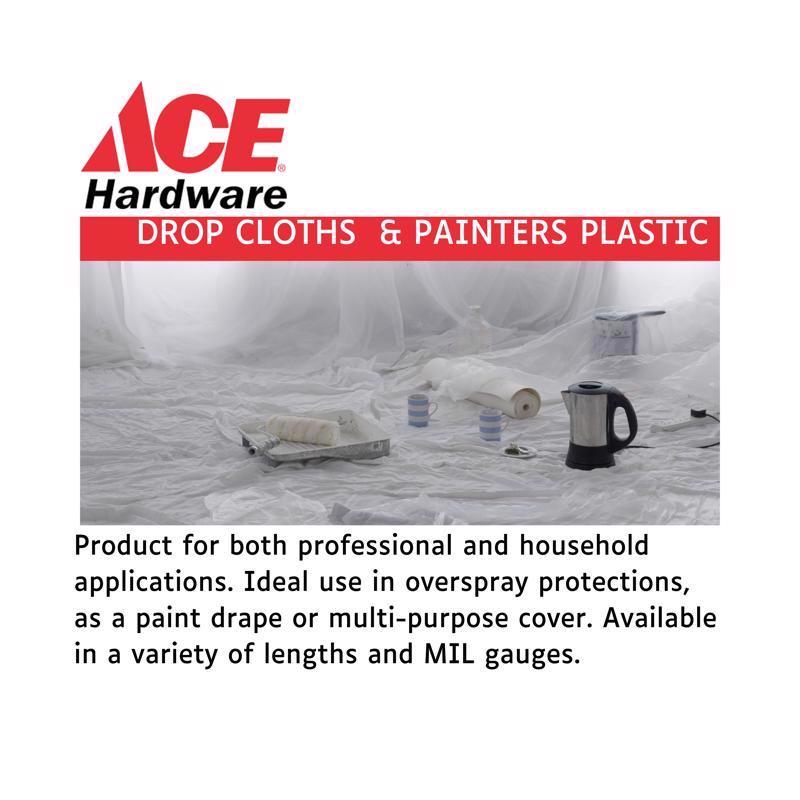 Ace 9 ft. W X 12 ft. L X 0.5 mil 7 lb Plastic Drop Cloth 1 pk, Pack of 24