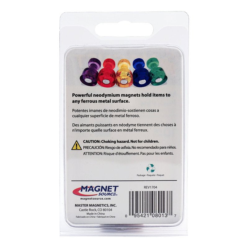 Magnet Source 08013 Posting Magnet, 3/8 in Dia, Blue/Green/Purple/Red/Yellow