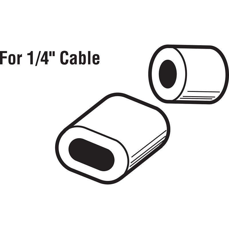 Prime-Line GD 12154 Cable Ferrule and Stop, 1/4 in Dia Dimensions, Aluminum