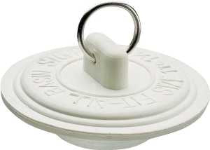 Plumb Pak Duo Fit Series PP820-3 Drain Stopper, 1 to 1-3/8 in Dia Dimensions, Rubber, White, For: 1 to 1-3/8 in Sink