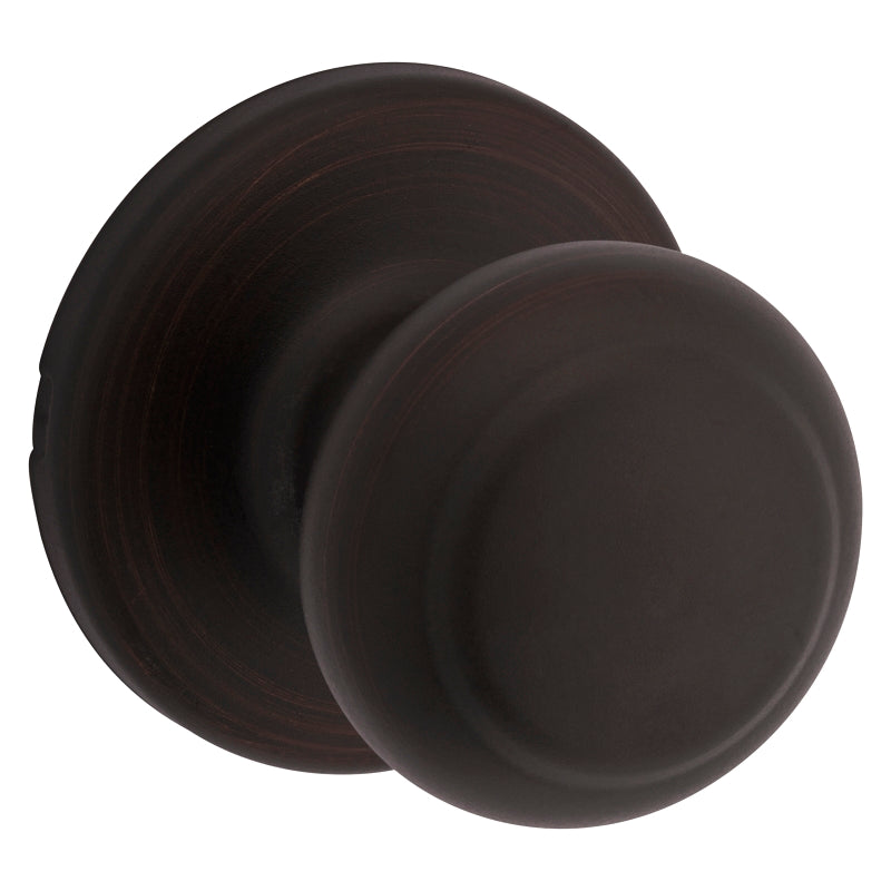 Kwikset 200CV 11P CP Passage Knob, Knob Handle, Metal, Venetian Bronze, 1-3/4 to 1-3/8 in Thick Door, 2-1/4 in Strike
