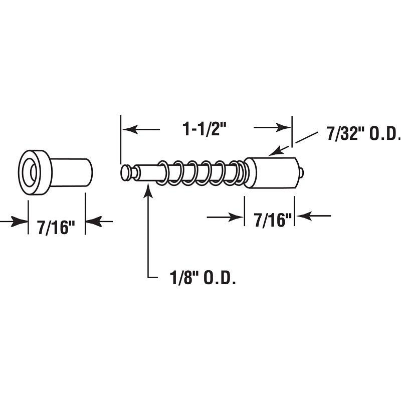 Prime-Line L 5785 Snap-On Window Screen Plunger Bolt, Nylon, Zinc