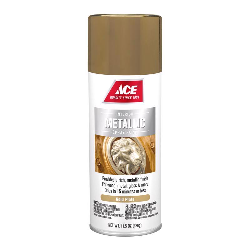 Ace Metallic Gold Plate Spray Paint 11.5 oz, Pack of 6