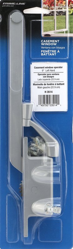 Prime-Line H 3514 Window Operator, 9 in L x 3-7/8 in W x 13-1/4 in H Dimensions, For: Older Steel Framed Windows, Left