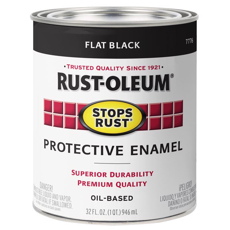 Rust-Oleum Stops Rust Indoor and Outdoor Flat Black Oil-Based Protective Paint 1 qt, Pack of 2