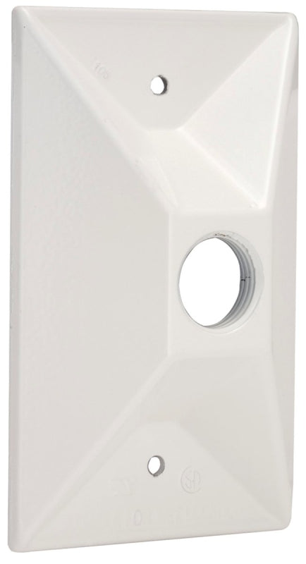 Hubbell 5186-6 Cover, Cluster, Lampholder, 4-19/32 in L, 2-27/32 in W, Rectangular, 1-Gang, White, 6/CD