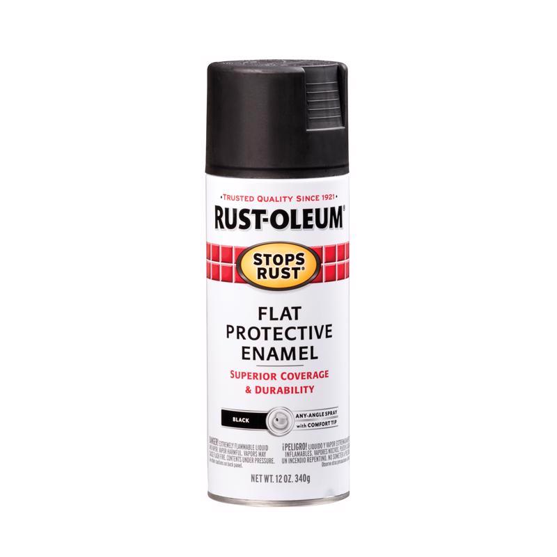 Rust-Oleum Stops Rust Flat Black Spray Paint 12 oz, Pack of 6