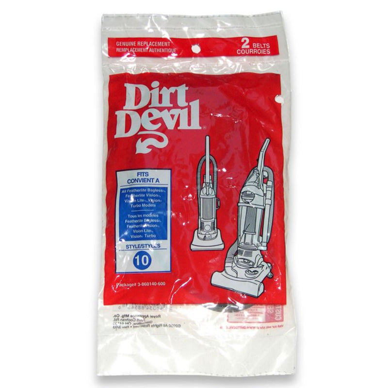 Dirt Devil Vacuum Belt For Dirt Devil Vision Lite Vacuum Cleaners. 2 pk Style 10