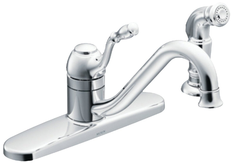 Moen Lindley Series CA87009 Kitchen Faucet with Sprayer, 1.5 gpm, 1-Faucet Handle, 4-Faucet Hole, Stainless Steel, Yes