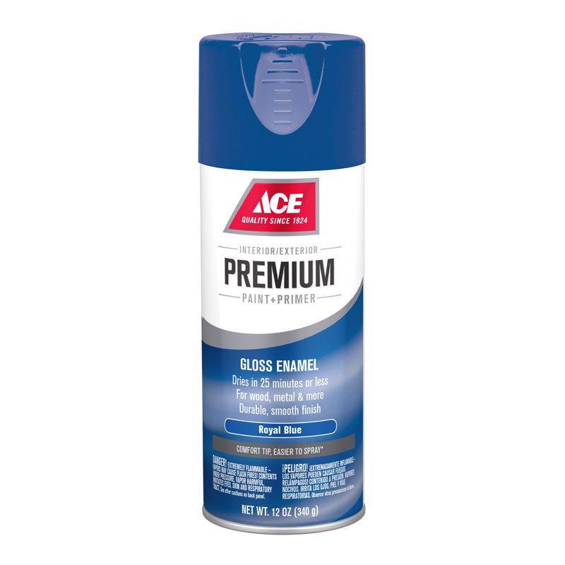 Ace Premium Gloss Royal Blue Paint + Primer Enamel Spray 12 oz, Pack of 6