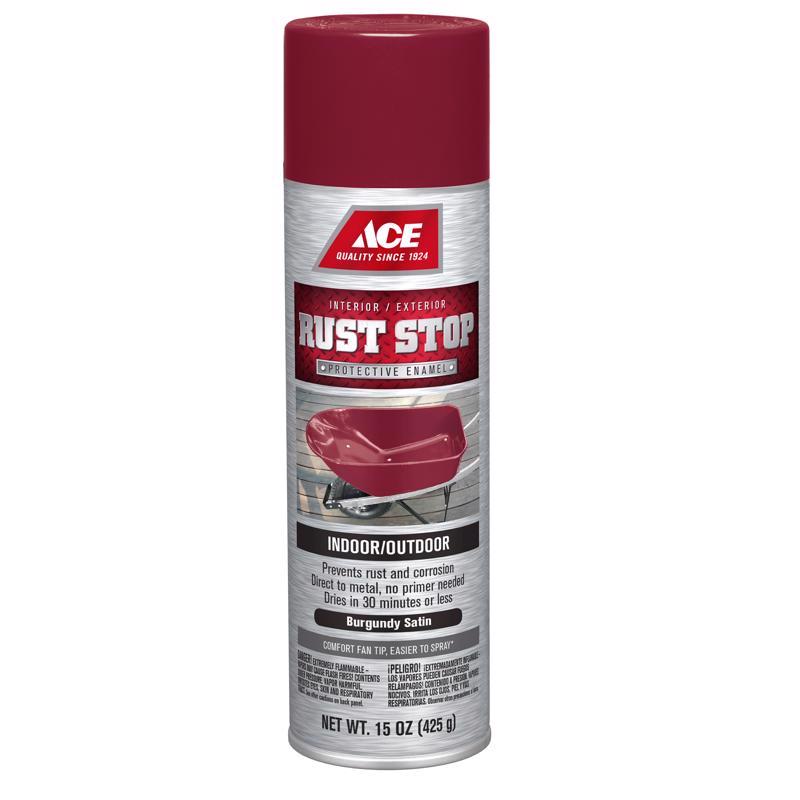 Ace Rust Stop Satin Burgundy Protective Enamel Spray Paint 15 oz, Pack of 6