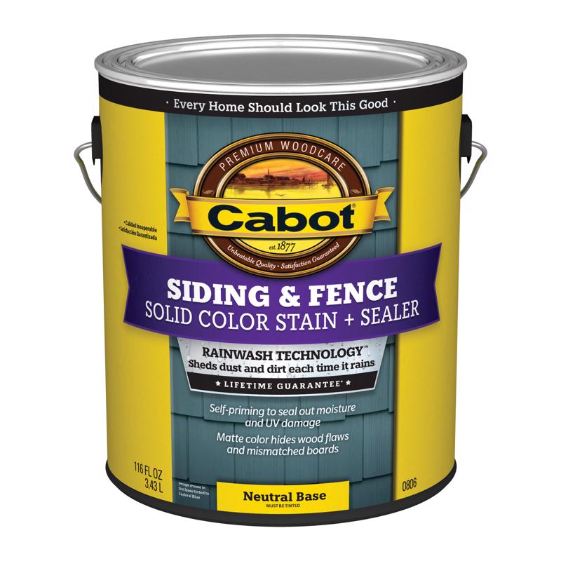 Cabot Siding & Fence Solid Tintable Neutral Base Stain and Sealer 1 gal, Pack of 4