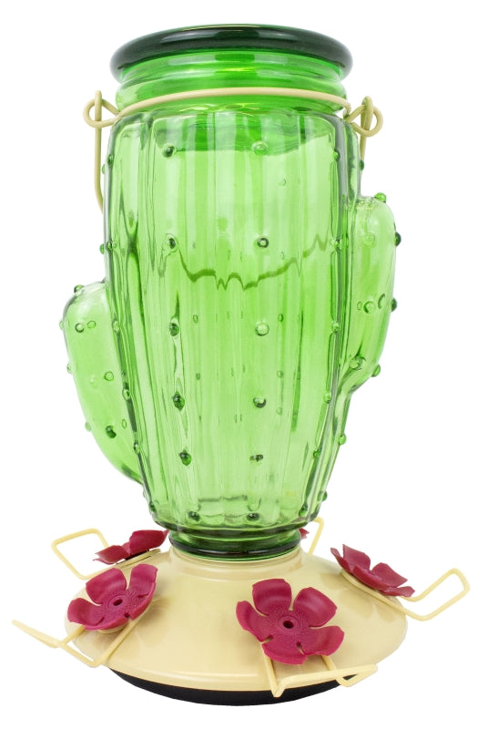 Perky-Pet 9111-2 Top-Fill Bird Feeder, Cactus Top, 32 oz, Nectar, 5-Port/Perch, Glass/Plastic, 9 in H, Pack of 2