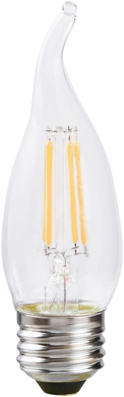 Sylvania 40760 LED Bulb, Decorative, B10 Bent Tip Lamp, 60 W Equivalent, E26 Lamp Base, Dimmable, Clear, Daylight Light