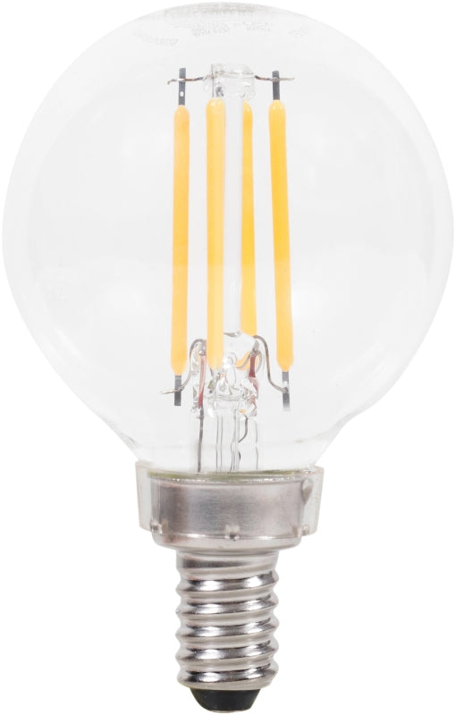 Sylvania 40784 Decorative Natural LED Bulb, G16.5 Lamp, 40 W Equivalent, E12 Lamp Base, Dimmable, Clear, Soft White