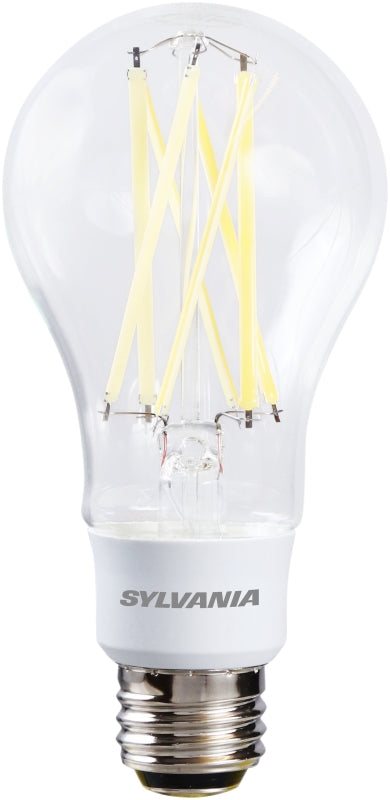 Sylvania 40770 LED Bulb, 3-Way, A21 Lamp, 100 W Equivalent, E26 Medium Lamp Base, Dimmable, Clear, Daylight