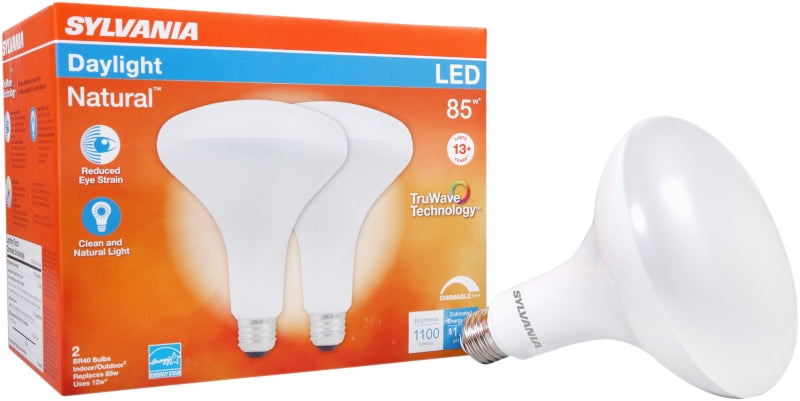 Sylvania Natural Series 40787 LED Bulb, Spotlight, BR40 Lamp, 85 W Equivalent, E26 Medium Lamp Base, Dimmable, Frosted