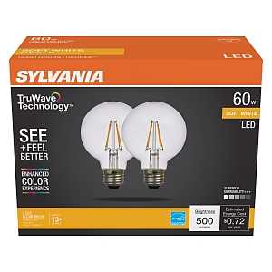 Sylvania Natural Series 41333 LED Bulb, G25 Lamp, 60 W Equivalent, E26 Medium Lamp Base, Dimmable, Clear, Soft White
