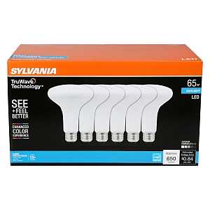 Sylvania Natural Series 41329 LED Bulb, BR30 Lamp, 65 W Equivalent, E26 Medium Lamp Base, Dimmable, Frosted, Daylight