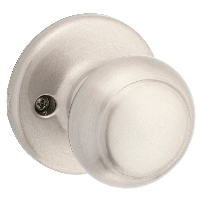 Kwikset 200CV 15 CP Passage Knob, Knob Handle, Zinc, Satin Nickel, 2-3/8 to 2-3/4 in Backset, 2-1/4 in Strike