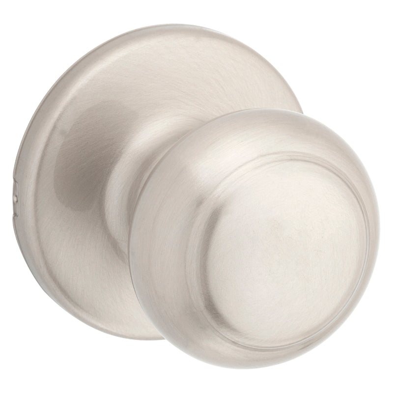 Kwikset 200CV 15 CP Passage Knob, Knob Handle, Zinc, Satin Nickel, 2-3/8 to 2-3/4 in Backset, 2-1/4 in Strike