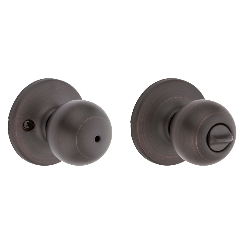 Kwikset 300P 11P CP Privacy Lockset, Venetian Bronze, Interior Locking, Reversible Hand, For: Bedroom and Bathroom Doors