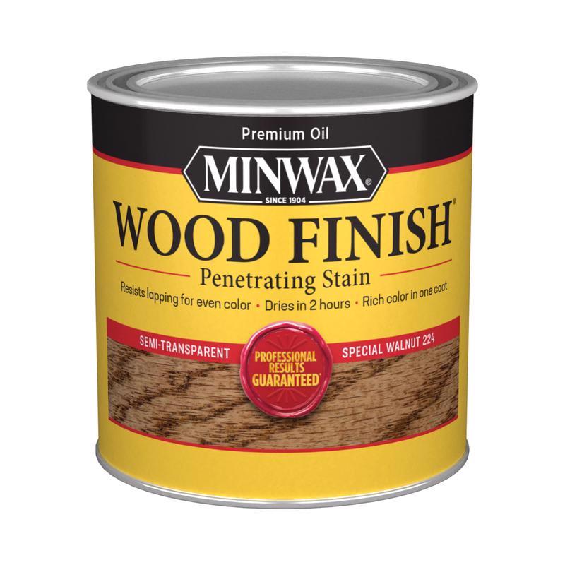 Minwax Wood Finish Semi-Transparent Special Walnut Oil-Based Penetrating Wood Stain 1/2 pt, Pack of 4