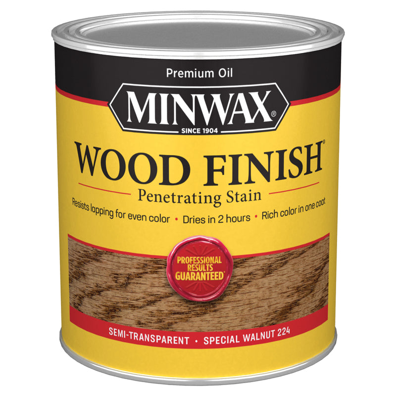 Minwax Wood Finish Semi-Transparent Special Walnut Oil-Based Penetrating Wood Stain 1 qt, Pack of 4