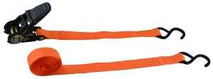 ProSource FH64070 Tie-Down, 1 in W, 13 ft L, Polyester Webbing, Metal Ratchet, Orange, 300 lb, S-Hook End Fitting