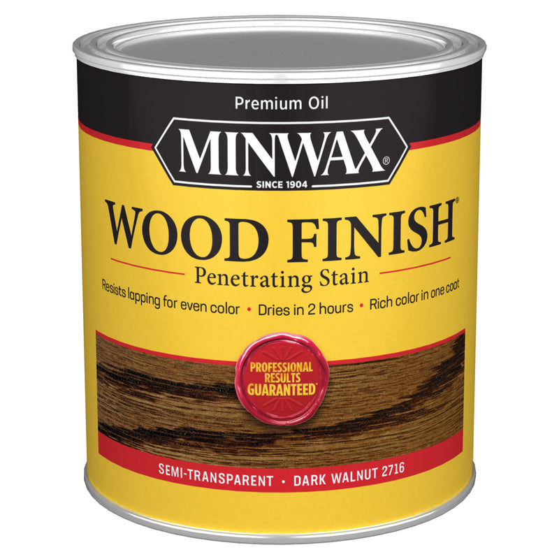 Minwax Wood Finish Semi-Transparent Dark Walnut Oil-Based Penetrating Wood Stain 1 qt, Pack of 4