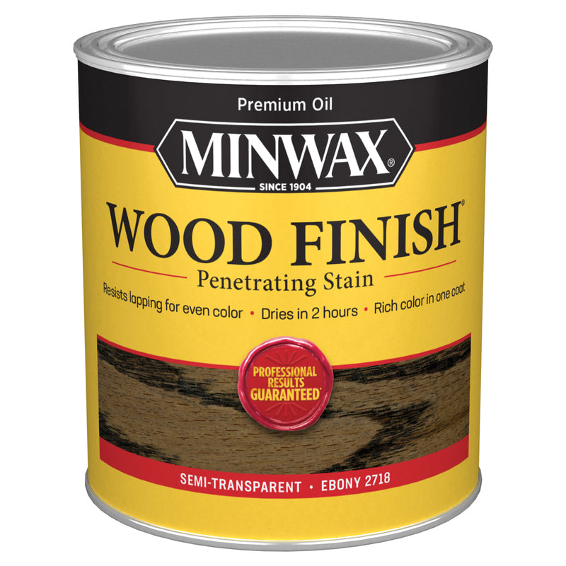 Minwax Wood Finish Semi-Transparent Ebony Oil-Based Penetrating Wood Stain 1 qt, Pack of 4