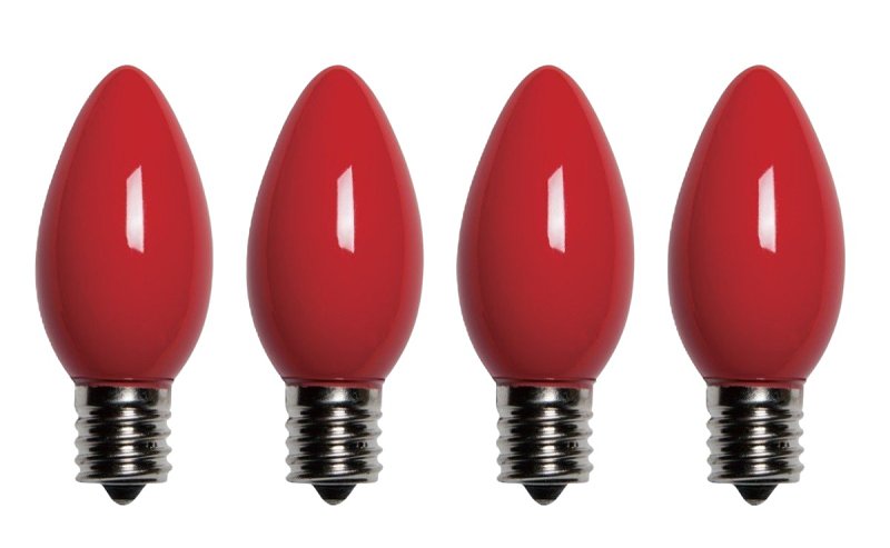 Santas Forest 27982 Filament Bulb, C9 Lamp Base, Red, Pack of 25