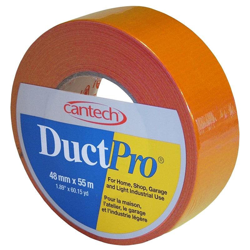 Cantech DuctPro 39700 397114855 Duct Tape, 55 m L, 48 mm W, Polyester Cloth/Polyethylene Backing, Orange
