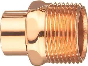 Nibco U6042 Series W01310T Pipe Adapter, 1/2 in, FTG x MPT, Copper, 722 psi Pressure