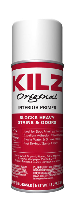 KILZ Original White Flat Oil-Based Aerosol Primer/Sealer 13 oz, Pack of 12