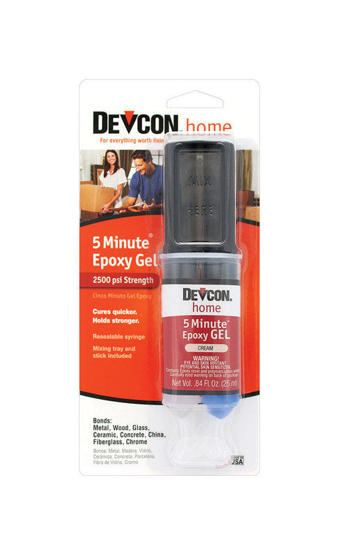Devcon 5 Minute High Strength Cream Epoxy Gel 0.84 oz, Pack of 6