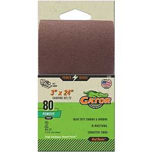 Gator 3156 Sanding Belt, 3 in W, 24 in L, Aluminum Oxide Abrasive, 80 Grit, Medium