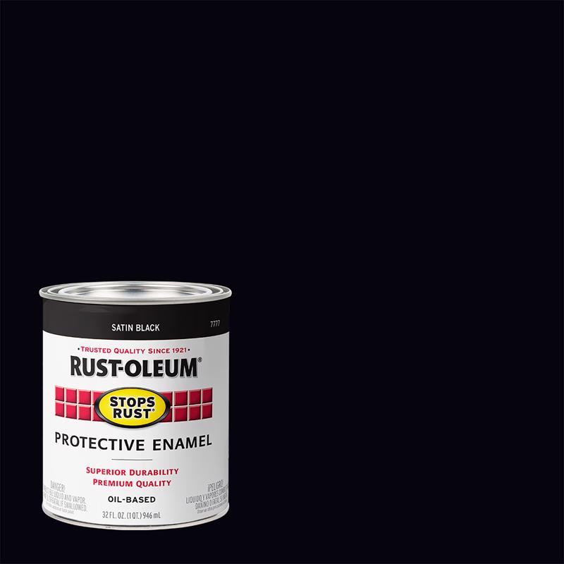 Rust-Oleum Stops Rust Outdoor Satin Black Oil-Based Enamel Protective Paint 1 qt, Pack of 2